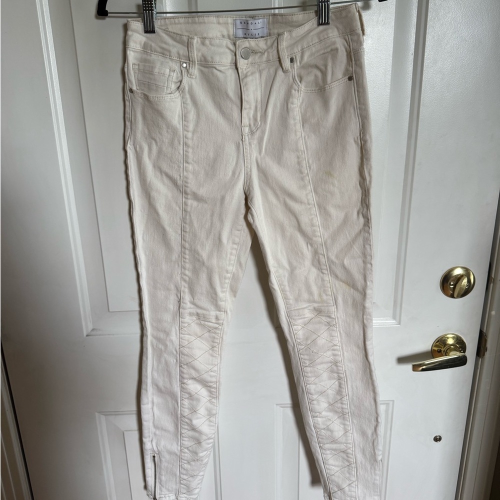 Kendall & Kylie Cream Skinny Jeans